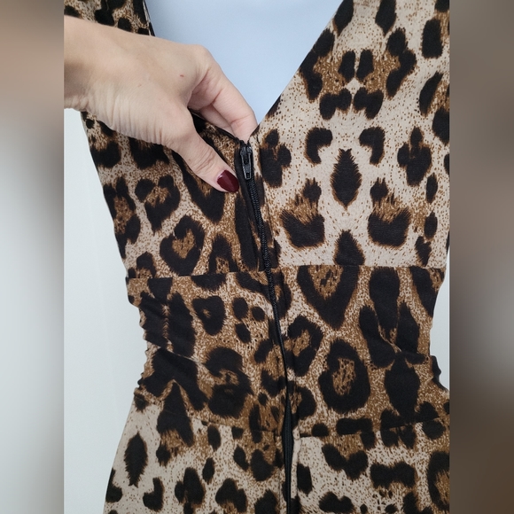 NWOT Rare Unique Vintage Sleeveless Knit Leopard Print Montgomery Jumpsuit - Picture 14 of 14